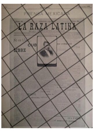CARTEL PUBLICITARIO ANTIGUO 1895 DIARIO LA RAZA LATINA