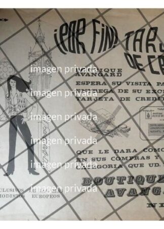 CARTEL PUBLICITARIO RETRO TIENDA BOUTIQUE AVANGARD 1969