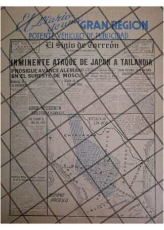 AFICHE PUBLICITARIO RETRO. DIARIO EL SIGLO DE TORREON 1941