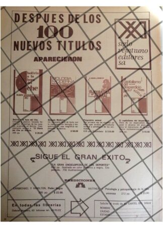AFICHE PUBLICITARIO RETRO. EDITORIAL SIGLO XXI 1960s /2