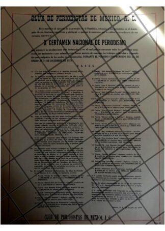 AFICHE  RETRO X CERTAMEN NACIONAL DE PERIODISMO 1979