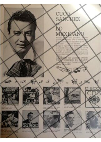 AFICHE PUBLICITARIO RETRO. CUCO SANCHEZ Y DISCOS CBS 1964