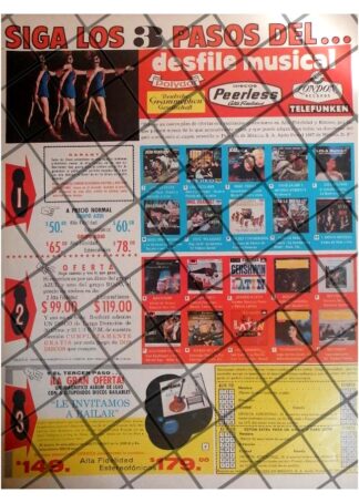 AFICHE PUBLICITARIO RETRO. DISCOS PEERLESS 1963