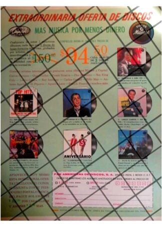 AFICHE PUBLICITARIO RETRO. DISCOS MUSART /CAPITOL 1962
