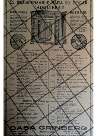 CARTEL PUBLICITARIO RETRO VICTROLA VICTOR ORTOFONICA 1927