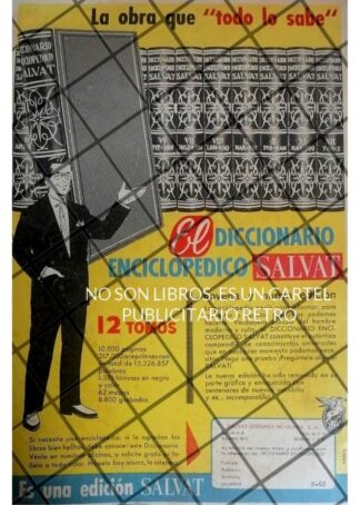 CARTEL PUBLICIDAD RETRO ENCICLOPEDIAS SALVAT 1956