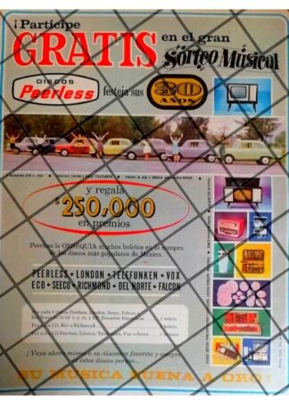 CARTEL PUBLICITARIO RETRO DISCOS PEERLESS 30 ANIVERSARIO 1963