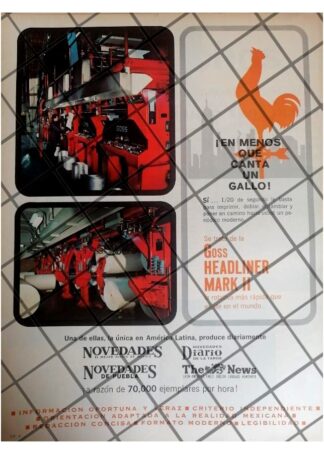 CARTEL PUBLICITARIO RETRO DIARIO NOVEDADES Y SUS MAQUINAS
