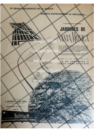 CARTEL RETRO COLONIA JARDINES DE SANTA MONICA 1958