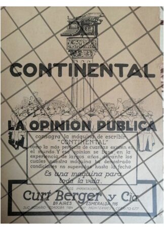 CARTEL PUBLICITARIO RETRO MAQUINA DE ESCRIBIR CONTINENTAL