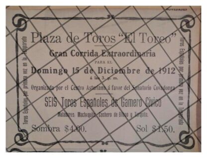 3 AFICHES ANTIGUOS CORRIDA PLAZA DE TOROS EL TOREO 1912 32 - Image 3