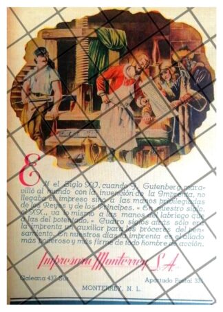 PUBLICIDAD ANTIGUA IMPRESORA MONTERREY 1960s /8