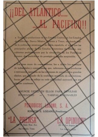 CARTEL PUBLICITARIO RETRO. PERIODICOS LOZANO 1940 271