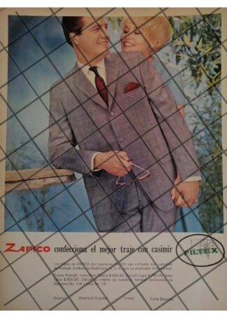 CARTEL PUBLICITARIO RETRO TRAJES ZAPICO S.A 1965