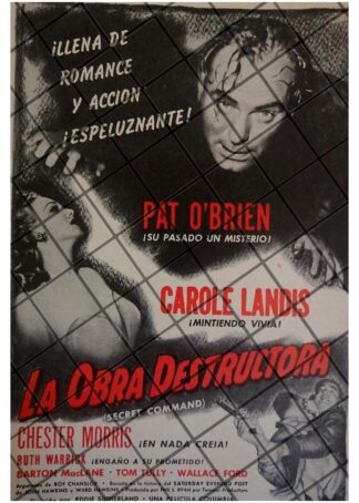 MINI AFICHE RETRO. PELICULA LA OBRA DESTRUCTORA 1944