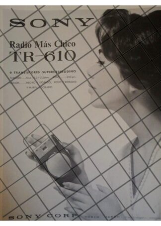 CARTEL PUBLICITARIO RETRO RADIO DE BOLSILLO SONY TR-610 1959