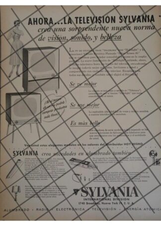 CARTEL PUBLICITARIO RETRO. TELEVISORES SYLVANIA 1960