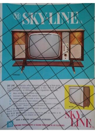 CARTEL PUBLICITARIO RETRO. TELEVISORES SKYLINE 1965
