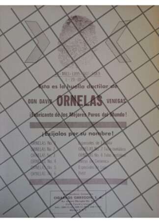 AFICHE PUBLICITARIO RETRO TABACOS ORNELAS 1973