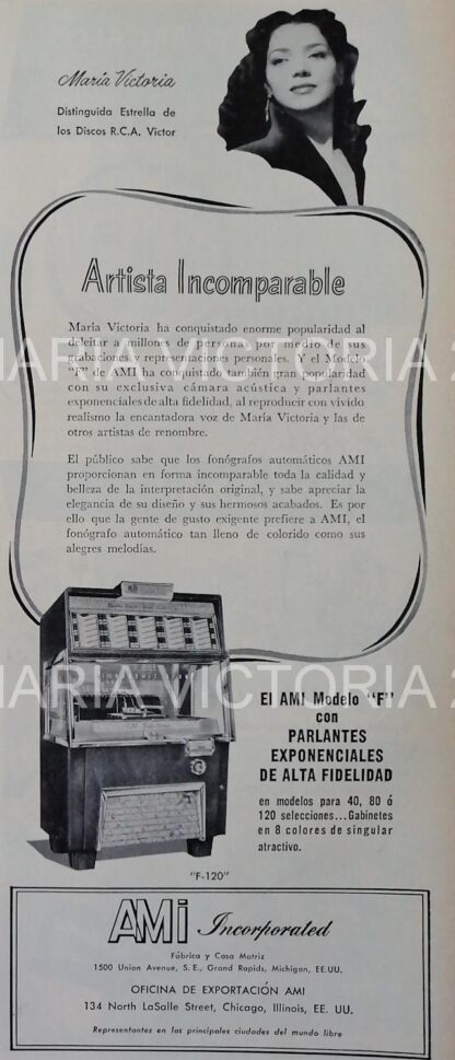 CARTEL ANTIGUO ORIGINAL DE SERIE COMPLETA 37 AFICHES ROCKOLAS AMI Y ARTISTAS FAMOSOS 1953-56 - Image 25