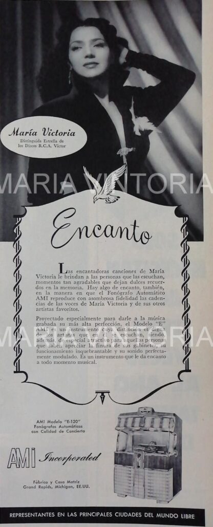 CARTEL ANTIGUO ORIGINAL DE SERIE COMPLETA 37 AFICHES ROCKOLAS AMI Y ARTISTAS FAMOSOS 1953-56 - Image 26