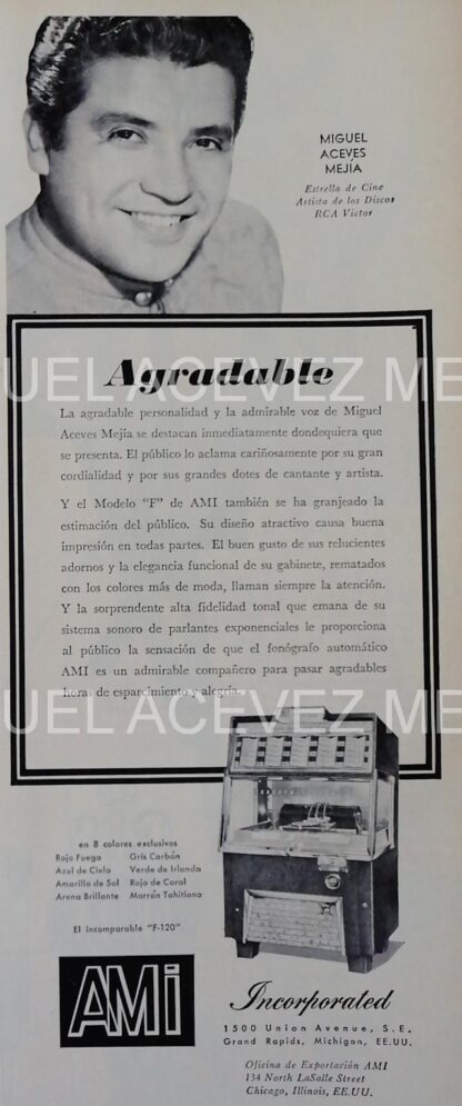 CARTEL ANTIGUO ORIGINAL DE SERIE COMPLETA 37 AFICHES ROCKOLAS AMI Y ARTISTAS FAMOSOS 1953-56 - Image 27