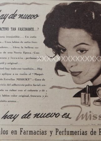 CARTEL ANTIGUO ORIGINAL DE . MARIA FELIX. COSMETICO MISSUKY 1940