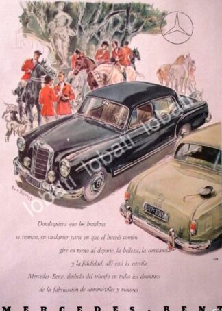 CARTEL ANTIGUO ORIGINAL DE AUTOS MERCEDES BENZ SERIE 220 1950s /277 PUBLICIDAD ARTISTICA