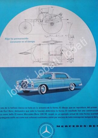 CARTEL ANTIGUO ORIGINAL DE AUTOS MERCEDES BENZ 75 ANIVERSARIO 220SE 1961 /294