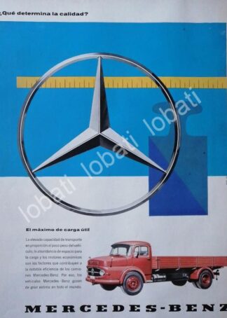 CARTEL ANTIGUO ORIGINAL DE AUTOS. CAMIONES MERCEDEZ BENZ 1950s /274
