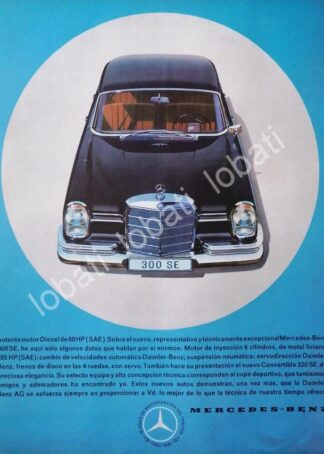 CARTEL ANTIGUO ORIGINAL DE AUTOS MERCEDES BENZ 300 SE 1954 /279 RARO