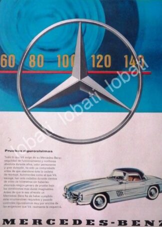 CARTEL ANTIGUO ORIGINAL DE AUTOS MERCEDES BENZ 190SL 1961 /293 / MUY RARO