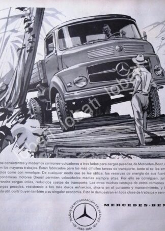 CARTEL ANTIGUO ORIGINAL DE AUTOS MERCEDES BENZ UNIMOG 1961 /287