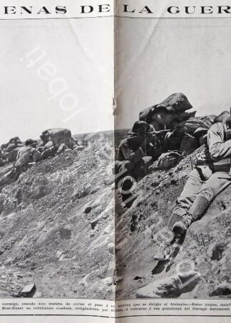 GRABADO ANTIGUO SOLDADO EN COMBATE TIEMPO REAL 1921 / MLT
