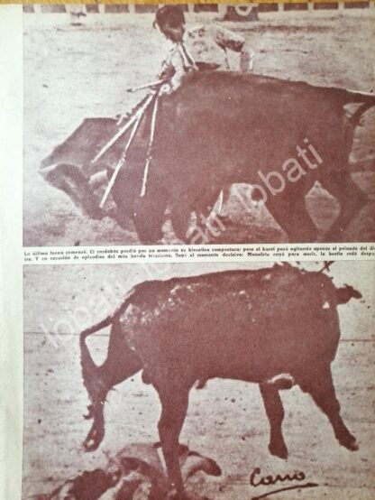 CARTEL ANTIGUO ORIGINAL DE ULTIMA CORRIDA Y MUERTE DE MANOLETE 1947 / TOROS /FEP - Image 2