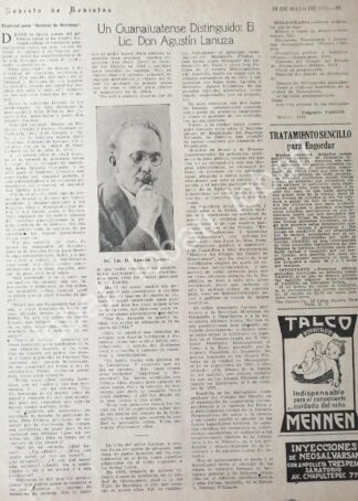 CARTEL ANTIGUO ORIGINAL DE DON AGUSTIN LANUZA ROMERO 1925 / ECT /FEP