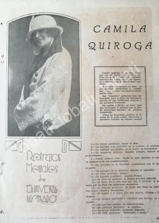 CARTEL ANTIGUO ORIGINAL DE LA ACTRIZ CAMILA QUIROGA 1920s /FEP