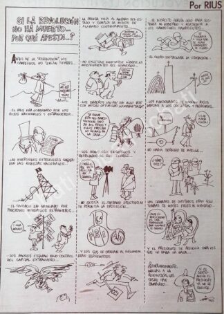 CARTEL ANTIGUO ORIGINAL DE CARICATURA VINTAGE. RIUS. SI LA REVOLUCION NO HA MUERTO POR QUE APESTA 1965
