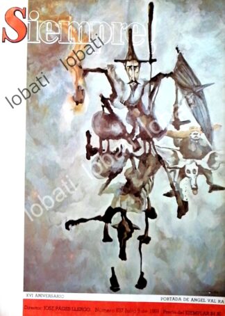 CARTEL ANTIGUO ORIGINAL DE PORTADA RETRO DE ANGEL VALRA, EL QUIJOTE 1969 / ARTE / PINTORES