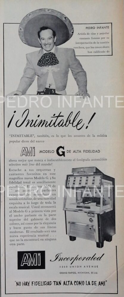 CARTEL ANTIGUO ORIGINAL DE SERIE COMPLETA 37 AFICHES ROCKOLAS AMI Y ARTISTAS FAMOSOS 1953-56 - Image 30