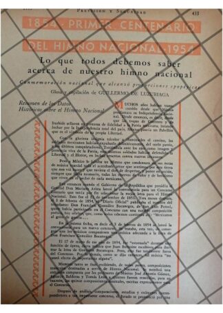 AFICHE RETRO CENTENARIO DEL HIMNO NACIONAL M. 1955
