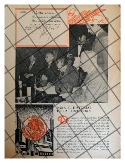 4 AFICHES RETRO RUIZ CORTINEZ EN LA FUNDIDORA MONTERREY 1955 - Image 3