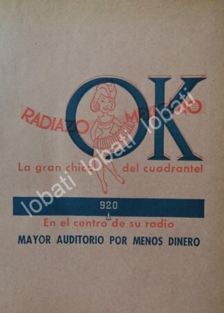 CARTEL ANTIGUO ORIGINAL DE RADIO DIFUSORA RADIO OK. 920. 1966 / 95