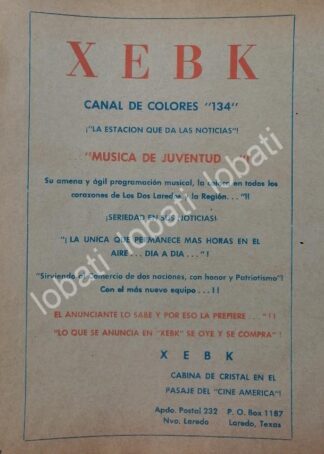 CARTEL ANTIGUO ORIGINAL DE RADIO DIFUSORA XEBK. SALTILLO 1963 /101