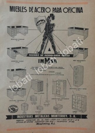 CARTEL ANTIGUO ORIGINAL DE IMMSA. INDUSTRIAS METALICAS MONTERREY 1952 /723