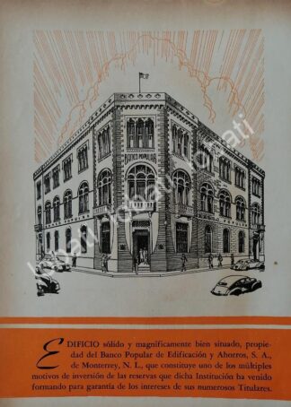 CARTEL ANTIGUO ORIGINAL DE BANCO POPULAR DE EDIFICACION Y AHORROS 1946 /223
