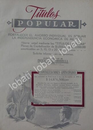 CARTEL ANTIGUO ORIGINAL DE BANCO POPULAR DE EDIFICACION Y AHORROS 1952 /224