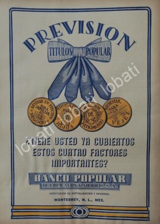 CARTEL ANTIGUO ORIGINAL DE BANCO POPULAR DE EDIFICACION Y AHORROS 1942 /229