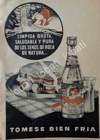 CARTEL ANTIGUO ORIGINAL DE REFRESCOS AGUA MINERAL TOPO CHICO 1952. MONTERREY /219