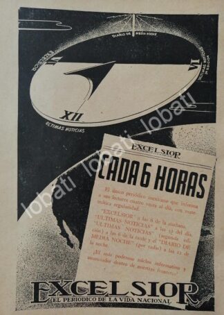 CARTEL ANTIGUO ORIGINAL DE PUBLICIDAD DEL DIARIO EXCELSIOR 1946 /74